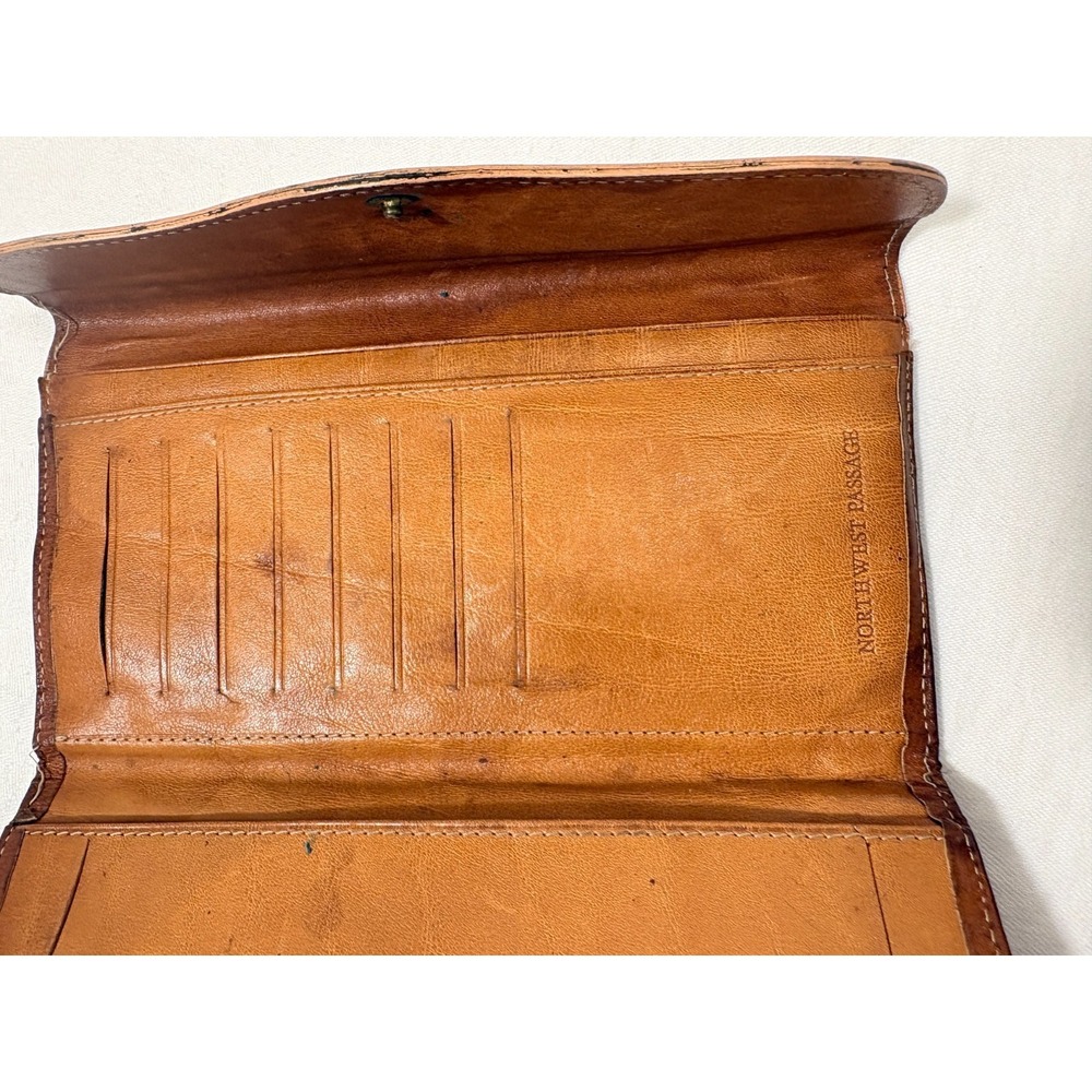 Vtg Northwest Passage Brown Leather Billfold Wallet Canada Northern Steer 7.5" - Picture 7 of 12